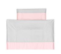 Fuerza Kids - Juego de funda nórdica hojas pequeñas gris claro en color blanco y hojas pequeñas y rosa sobre blanco multicolor multicolor Talla:Bettwäsche Größe 135 x 100 cm