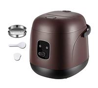 FUfIzU Olla Arrocera Eléctrica De 1.2 L Con Canasta De Vapor Enjuague, Mini Olla Arrocera Portátil, Antiadherente, 15 Minutos De Cocción Rápida, Recalentamiento, Mantener Caliente, Para 2-4 Personas,Marrón