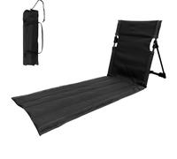 FUFRE Colchoneta de playa con respaldo, tumbona de playa portátil, plegable, ligera, acolchada, plegable, con asa, antiincrustante duradera, para playa, jardín, terraza, camping, parque (negro largo)