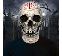 FUFRE Máscara espeluznante de flores de cerebro, máscaras de Halloween de terror, máscaras de calavera de Halloween con mandíbula móvil, máscara de látex para Halloween, disfraz de cosplay