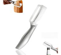 FUFRE Pelador de patatas de acero inoxidable, pelador de verduras, juego de 2 piezas, pelador gigante con mango de madera y abrebotellas, hoja ancha para pelar patatas, pepinos y más (B)