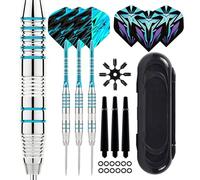 FUFRE Style Dartpfeile für Advanced Amazon Dartpfeile Set Stahlspitze 22g, 9 Dart-Flights,3 Aluminium-Schäften,3 ErsatzSchaft,12 GummiO--Ringe,Flugschutz & Dart-Etui,3 Stück (A)
