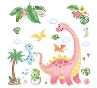 FUFUQUARE Calcomanías de Pared Grandes de Dinosaurios Acuarela Rosa Dino Huella de Nubes Pegatinas de Pared PVC Removibles para Bebés Niños Guardería Dormitorio Sala de estar Aula