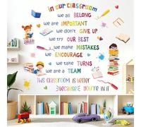 fufuquare Mural de Pared de Aula con Citas Inspiradoras Vibrantes con Libros y Dicho Positivo, Pegatinas de Pared Impermeables Extraíbles Educativas para Guardería Escolar