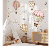 FUFUQUARE Pegatinas de Pared Globos Aerostáticos Cigüeñas Vinilos Decorativos Infantiles de Acuarela Adhesivos Pared Grandes para Habitación Bebé Niños Guardería Salón Decoración Mural DIY