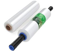 FugaCity Película elástica de 15 pulgadas y 1000 pies, calibre 60 (2 rollos con asas) envoltura retráctil para envolver muebles, suministros de mudanza, envoltura de plástico transparente, resistencia