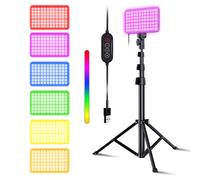 Fugetek Kit de luz de video de fotografía LED, portátil, ajustable, alimentado por USB, soporte de trípode, transmisiones de juegos, zoom, YouTube