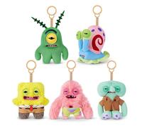Fuggler Bob Esponja Llavero Peluche 5" de ZURU - Monstruo Feo y Divertido con Dientes Humanos. Colgante Coleccionable para Bolsas, niños, Adolescentes y Fans de Peluches raros