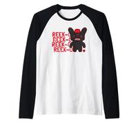 Fuggler Reek-O Negro Peludo Fuggs Monstruo Texto Camiseta Manga Raglan