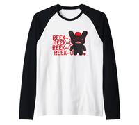 Fuggler Reek-O Negro Peludo Fuggs Monstruo Texto Camiseta Manga Raglan