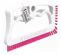 FUGINATOR® Cepillo para juntas de baño, aseo, cocina, limpieza de azulejos de pared y suelo, práctico cepillo para juntas y azulejos, cepillo para limpieza de espacios estrechos (blanco/rosa)