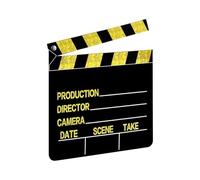 FUGLUS 1 claqueta de cartón para cine, 20 x 18 cm, claqueta de director, tabla de registro de rodaje, cubierta abatible para escenas, notas de escena, cubierta borrable, accesorio de rodaje (dorado)