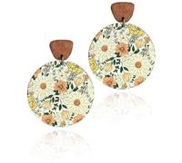 FUGLUS 1 par Pendientes Colgantes Boho, Pendientes Colgantes de Madera Estilo Bohemio Vintage Aros Étnicos Redondos Ligeros Elegantes para Mujer Regalos de Joyería(01)