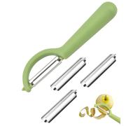 FUGLUS 1 pelador con 3 cuchillas reemplazables, pelador de frutas, pelador de verduras, pelador de verduras de cocina, pelador de verduras de acero inoxidable, multifuncional