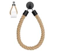 FUGLUS 1 pieza Portarrollos de Papel higiénico Cuerda Vintage Soporte para Toallas sin taladrar para baño decoración Vintage Cuerda Industrial(Negro)