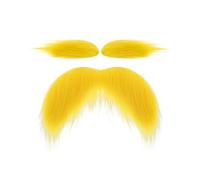 FUGLUS 1 unidad Barba postiza con cejas Set de bigote adhesivo Bigotes postizos Cejas adhesivas Barbas autoadhesivas Para adultos Disfraces Cosplay Accesorios para fiestas de Halloween (amarillo)