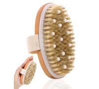 FUGLUS 1 unidad cepillo seco, cepillo corporal, cepillo exfoliante, cerdas naturales, cepillo de baño para eliminar la piel muerta, la celulitis, mejora las funciones linfáticas, exfoliante