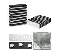 FUGLUS 10 pcs Placas de Identificación Imanes Placa Metalica de Identificacion Badges Magnétiques Soportes Magnético con Imán de 2 Puntos con Cinta Adhesiva para Nombre Identificaciones,ventana