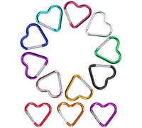 FUGLUS 12 mosquetones de acero inoxidable 304 con resorte,Resorte cerrado de 44 x 40 mm,Mosquetón en forma de corazón con cierre de resorte,Para hamacas,Camping,Pesca y toldos(Plateados)