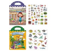 FUGLUS 2 Libro de Pegatinas Reutilizables, Animales Salvajes Pegatinas Gruesas de Gel Adhesivas Impermeables Calcomanías Pegatinas con Tema de Animales Juego de Emparejamiento Libros de Actividades