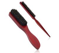 FUGLUS 2 PCS Cepillo para Cabello de Jabalí,Cepillo Pelo con Mango de Madera,Cepillos de Cerdas Naturales Suaves,Peine de Salón para Moño,para Cabello Largo Grueso Rizado Seco Dañado,Estilo Barba