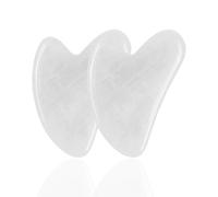 FUGLUS 2 PCS de piedras Gua Sha faciales de jade natural en forma de corazón, herramienta de masaje para la cara, los ojos y el cuello para el cuidado de la piel, la belleza y la relajación