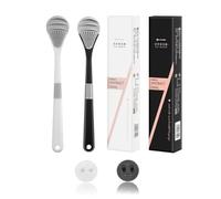 FUGLUS 2 piezas limpiadores de lenguas, raspador de Lengua, Cepillo de Lengua para Limpieza bucal, reciclable, fácil de Limpiar, Respetuoso con el Medio Ambiente y práctico(negro + blanco)