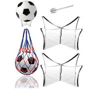 FUGLUS 2 Soportes acrílicos,soporte balon futbol,balon futbol sala,Con 1 bolsa de red de baloncesto,para Pelotas de fútbol Baloncesto fútbol Voleibol Rugby balón de Almacenamiento