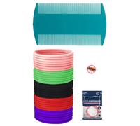 FUGLUS 20 Piezas Elasticas Gomas de Pelo Niña Antipiojos Coleteros Pelo con Peine Tratamiento Piojos Multicolor Bandas para Coletas para Niñas y Mujeres,100% Natural con Aceites Esenciales