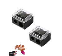 FUGLUS 2Pcs Sacapuntas Doble para Lápices Cosméticos, Afilador de Cosméticos para Lápices de Ojos, Cejas, Labios, Eyeliner, Cuchillas de Precisión, Portátil para Viajes