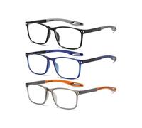 FUGLUS 3 Pares Gafas de Lectura con Filtro Luz Azul para Hombre - Diseño Deportivo Elegante, Ligeras y Antideslizantes, Ideales para Uso en Trabajo, Hogar y Ocio