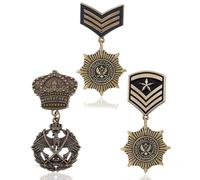 FUGLUS 3 Unids 3 Estilo Aleación Estrella Águila Medalla Broche Corona Cruz Pin de Solapa Insignia Sombreros Bufanda Traje Broche Vintage Solapa Clip para Decoración de Disfraces,Disfraz de Halloween