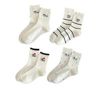 FUGLUS 4 Pairs Womens Cute Animal Patterned Funny Novelty Cotton Crew Socks
