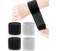 FUGLUS 4 PCS Muñequeras Deportivas,Muñequera Transpirable,Ajustable Muñequeras Tunel Carpiano,Vendajes Muñeca para Tendinitis,Artritis,Tenis,Fitness,Halterofilia,Hombres y Mujeres(Negro,Gris)