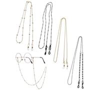 FUGLUS 4 Piezas Cadenas de Anteojos Metal Gafas Cadena, Antideslizante Cadena Gafas Cuerda Gafas Ajustable para Mujer