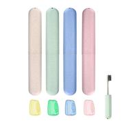 FUGLUS 4 Piezas Estuche de Viaje Portátil de, Transparente Caja de Cepillo de Dientes, Cepillo de Dientes Organizador, per Campismo, Escola, Vida Diária(Con cepillo de dientes funda protectora)