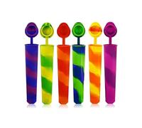 FUGLUS 6Pcs Moldes de Helado, Moldes Helados Silicona Reutilizables, Molde Helado con Tapa, Fabricantes de Paletas de Hielo, sin BPA, para Niños,Postre, Chocolate, Bricolaje