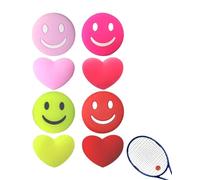 FUGLUS 8 piezas Amortiguador Raqueta Tenis,Antivibradores Tenis Silicona con Carita feliz en forma de corazón Amortiguador de Tenis Colores Divertido Amortiguador de Vibración Tenis