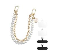 FUGLUS Correa para Teléfono Móvil con Cuentas, 1pcs Cadena de Teléfono Bohemia, Perla Cordón para Teléfono con Cadena de Cuero de Metal et Flores, Antipérdida Móvil Colgante para Teléfono Móvil