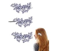 FUGLUS Horquillas para el Pelo con Diamantes de Imitación,3 Pasadores de Cristal en Diseño de Hojas y Flores,Elegante juego de pinzas para el cabello para bodas,Damas de honor y eventos formales
