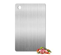 FUGLUS Tabla de cortar de acero inoxidable 304, de doble cara, con revestimiento de titanio, ideal para carne, pan, verduras y frutas. Amplia superficie de corte (30 x 20 cm), duradera e higiénica