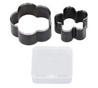 Fugooky 2pcs de cuero cortante de cuero juego manual en forma de flores herramientas de artesanía de acero de acero 58 mm de 46 mm diámetro