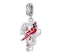 Fuguangju Abalorio de plata de ley 925 con diseño de cardenal rojo para pulseras, joyería de animales, regalos para mujeres y madres, 17mm*11mm, Plata de ley, No es una piedra preciosa