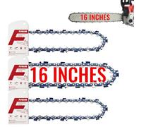 FuGuiB 16 Pulgadas Cadena Motosierra, 3/8"LP 1,3 mm 56 Eslabones 40cm, 3Pcs | Compatible con Husqvarna 120 Mark II, 135, 135e, Stihl MS 170