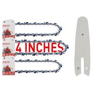 FuGuiB 4 Pulgadas Cadena Motosierra Paquete De 3 Y 1 Barra De Motosierra,1/4"LP 1,1 mm 28 Eslabones 10 cm Cadenas Para Motosierras,Minicadenas De Repuesto De, Compatibile con Stihl GTA 26 36700000028