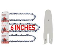 FuGuiB 6 Pulgadas Cadena Motosierra Paquete De 3 Y 1 Barra De Motosierra,1/4"LP 1,1 mm 36 Eslabones 15 cm Cadenas Para Motosierras,Minicadenas De Repuesto De