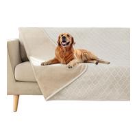 fuguitex Manta Impermeable para Perro, Terciopelo de Cristal, marroquí, mullida, acogedora, Manta de Felpa para sofá (52 x 82 Pulgadas, Crema + Beige)