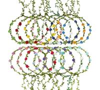 FUGZAUD Paquete de 15 diademas de flores de rosas de colores surtidos, guirnalda multicolor para la cabeza, corona floral bohemia para vacaciones, fiestas de hadas, bodas, festivales