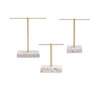 FUHAI-666 Estante de joyería 3 Pack T-Bar Metal Earring Display Stands with Terrazzo Base