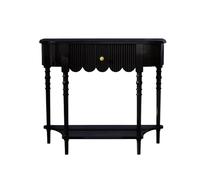 FUHAI-666 Mesa Consola Mesa de Entrada semicircular Madera contra la Pared, gabinete Pasillo Negro con Estante Almacenamiento(Medio)